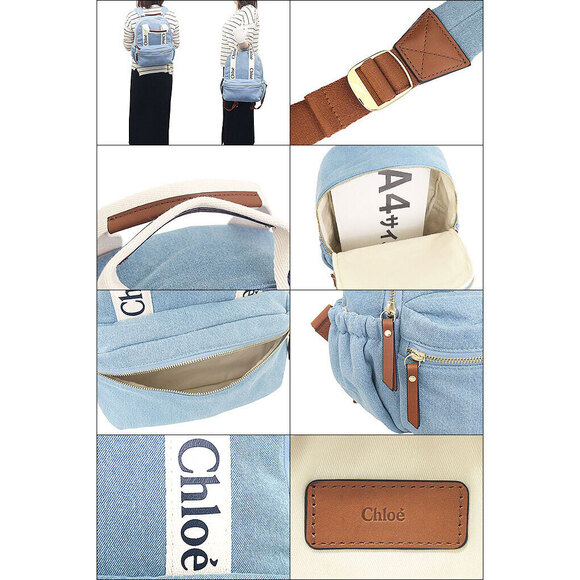 Chloe Denim Logo Backpack Blue the